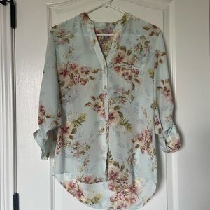 Floral Women's Top - Light Blue